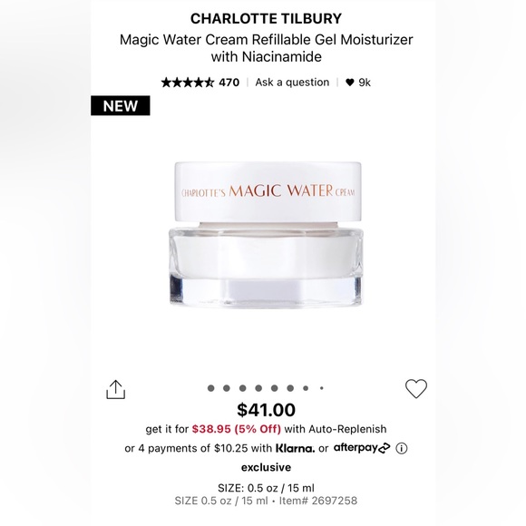 Charlotte Tilbury Magic Water Cream Gel Moisturizer with Niacinamide 14ml - Picture 2 of 2